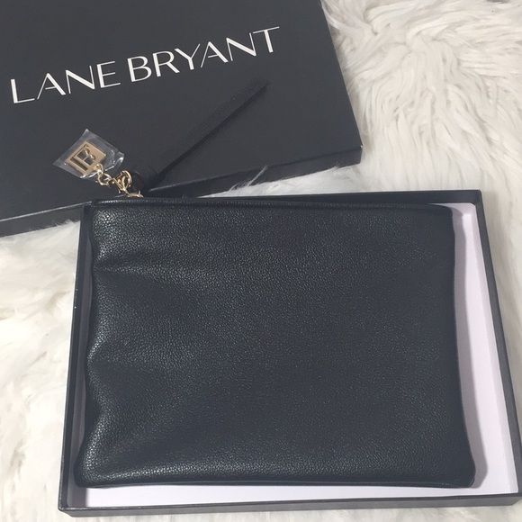 Lane Bryant Black leather Pouch Bag Clutch New - Picture 2 of 4